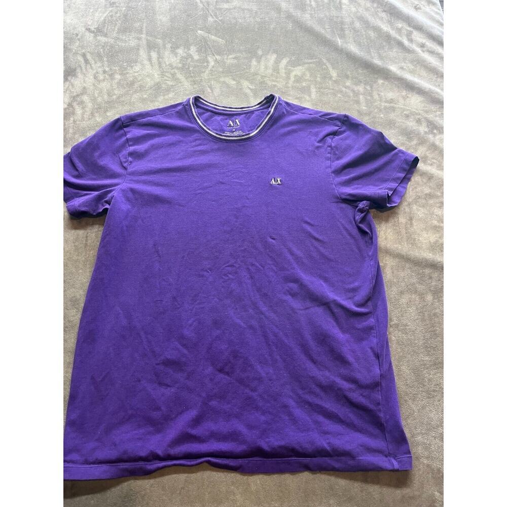 Armani Exchange Men's Short Sleeve Cotton Crew-Neck T-Shirt Purple Medium